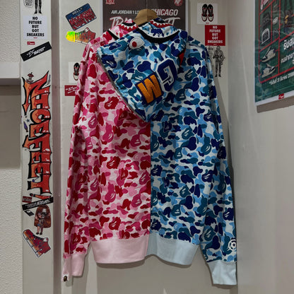 BAPE ABC Camo Separate Shark Full Zip Hoodie (PINK/BLUE)