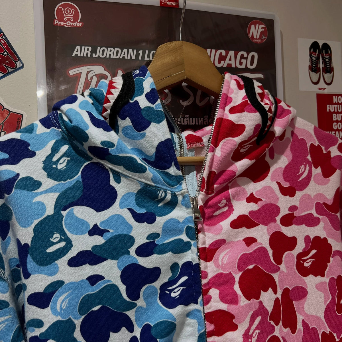 BAPE ABC Camo Separate Shark Full Zip Hoodie (PINK/BLUE)