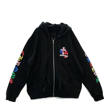 Chrome Hearts Multi color Cross Cemetery Logo Zip up Hoodie (BLACK)