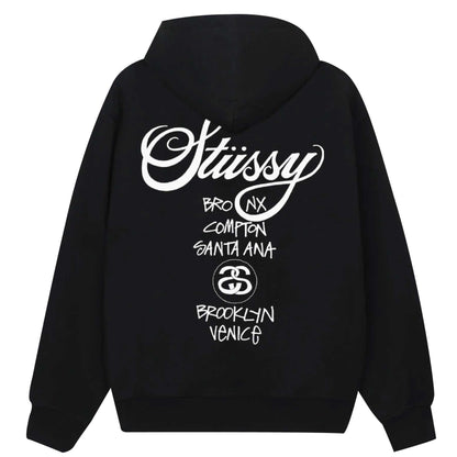 Stussy Zip Hoodie World Tour 2024 (BLACK)