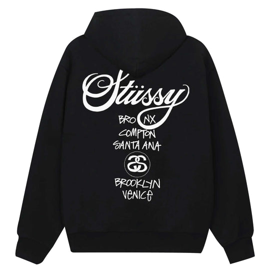 Stussy Zip Hoodie World Tour 2024 (BLACK)