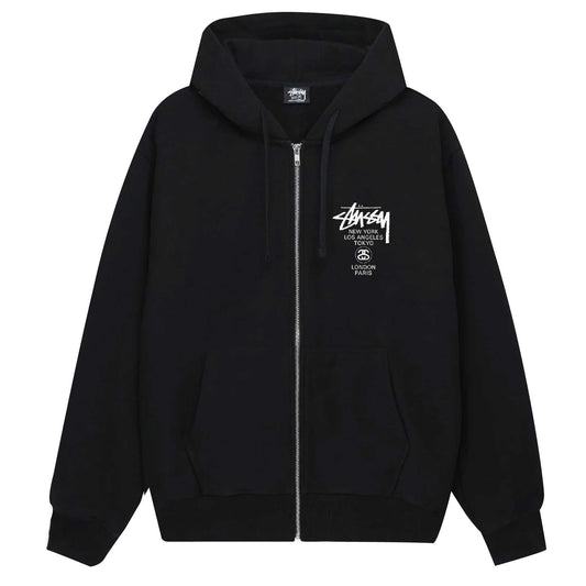 Stussy Zip Hoodie World Tour 2024 (BLACK)
