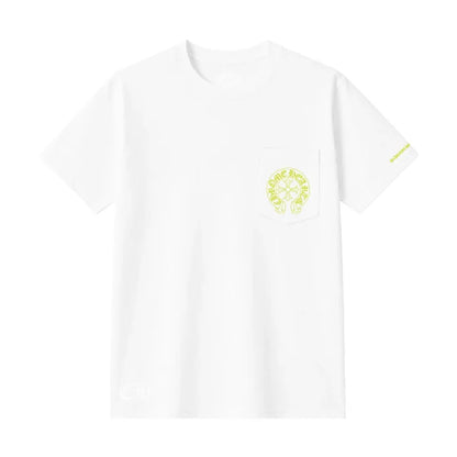 Chrome Hearts HorseShoe Logo Pocket T-Shirt (WHITE/LIME GREEN)